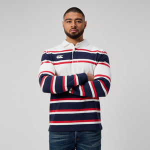 CANTERBURY MENS ENGINEERED STRIPE RUGBY EGRET