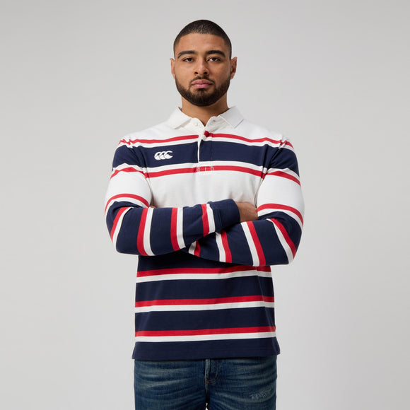 CANTERBURY MENS ENGINEERED STRIPE RUGBY EGRET