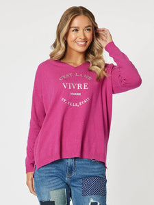 THREADZ CEST LA VIE SWEAT FUCHSIA