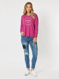 THREADZ CEST LA VIE SWEAT FUCHSIA