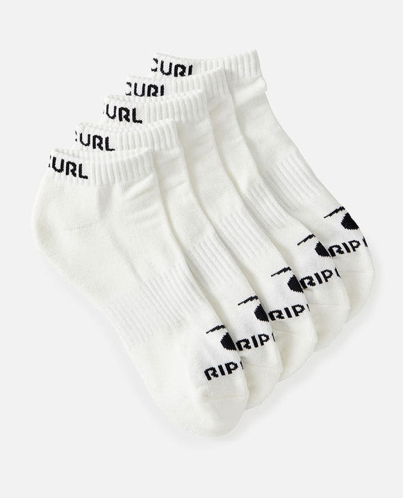 RIP CURL 5 PACK ANKLE SOCK WHITE