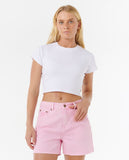RIP CURL TABBY DENIM SHORTS PINK