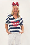 THREADZ NAVY STRIPE BOW TEE