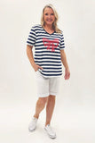 THREADZ NAVY STRIPE BOW TEE