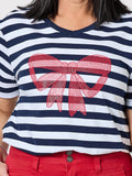 THREADZ NAVY STRIPE BOW TEE