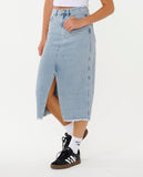 RIP CURL THE SEARCH DENIM MIDI SKIRT