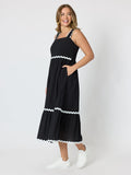 THREADZ Casablanca Ric Rac Sundress - Black