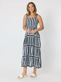 THREADZ Bianca Stripe Print Sundress - Black/White