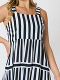 THREADZ Bianca Stripe Print Sundress - Black/White