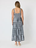 THREADZ Bianca Stripe Print Sundress - Black/White