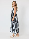 THREADZ Bianca Stripe Print Sundress - Black/White