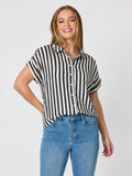 THREADZ Bianca Stripe Print Shirt - Black/White