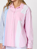 THREADZ Miramar Stripe Print Shirt - Lipstick/Multi