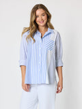 THREADZ Miramar Stripe Print Shirt - Blue/White