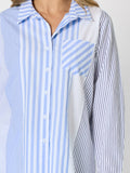 THREADZ Miramar Stripe Print Shirt - Blue/White