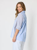 THREADZ Miramar Stripe Print Shirt - Blue/White
