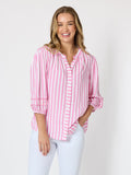 THREADZ Montecito Stripe Print Top - Lipstick White