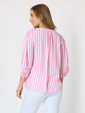 THREADZ Montecito Stripe Print Top - Lipstick White