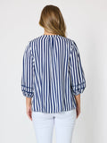 THREADZ Montecito Stripe Print Top - Navy White