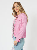 THREADZ MAGGIE DENIM JACKET FLAMINGO