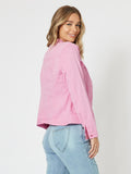 THREADZ MAGGIE DENIM JACKET FLAMINGO