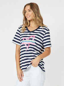 THREADZ HEART STRIPE TEE