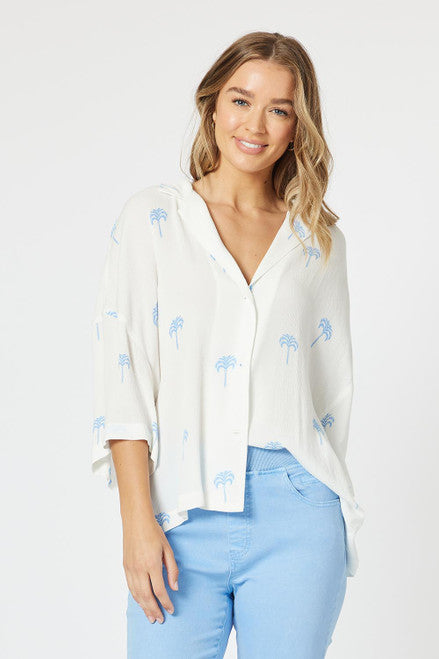 THREADZ COCO PALM SHIRT BLUE