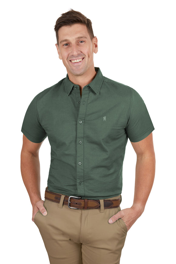 THOMAS COOK MEN’S LINEN TAILORED S/S SHIRT GREEN