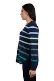 THOMAS COOK INDIGO VISCOSE STRIPE KNIT JUMPER NAVY/GREEN
