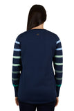 THOMAS COOK INDIGO VISCOSE STRIPE KNIT JUMPER NAVY/GREEN