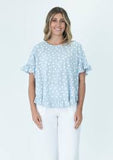 RENOMA SPOT FRILL TOP BLUE