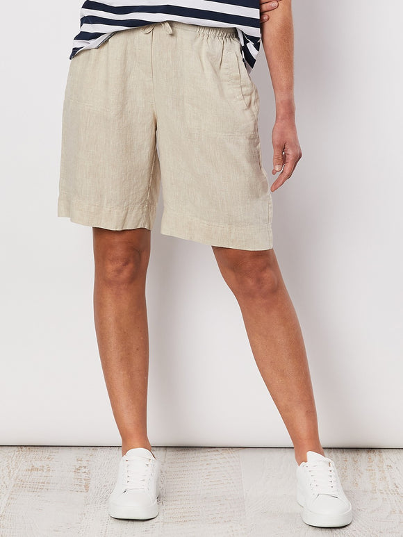 GORDON SMITH TIE FRONT LINEN SHORT NATURAL