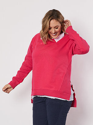 THREADZ BOLD CROSS SWEAT RASPBERRY