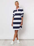 THREADZ RUGBY STRIPE POLO DRESS NAVY