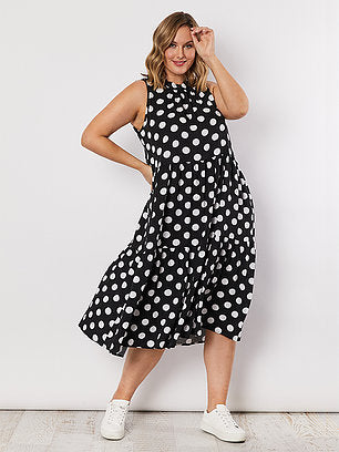 CLARITY TIERED SPOT DRESS