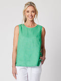 GORDON SMITH SIDE BUTTON LINEN SINGLET GREEN