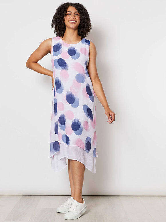 CLARITY MULTI SPOT SLEEVELESS DRESS