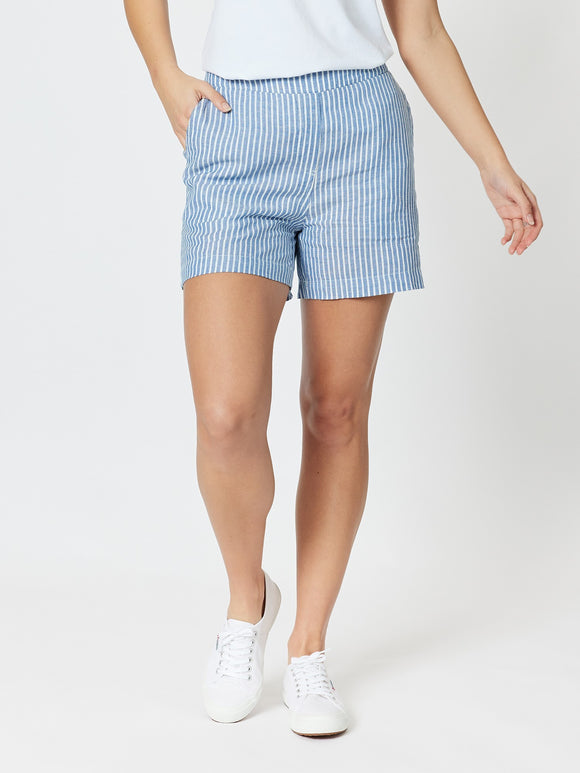 GORDON SMITH BAHAMA STRIPE LINEN SHORTS