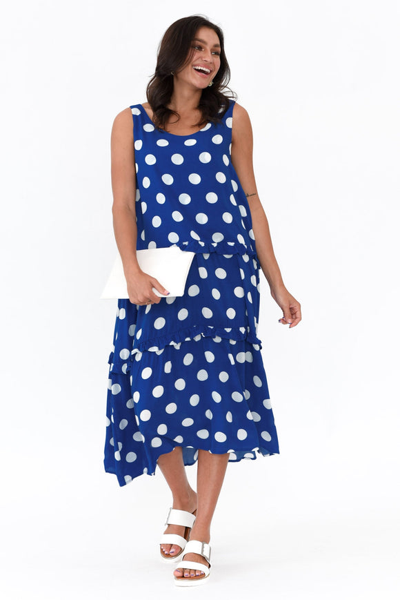 THREADZ SPOT FRILLED TIERED DRESS