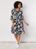 GORDON SMITH PRINT TUCK FRONT DRESS