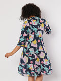 GORDON SMITH PRINT TUCK FRONT DRESS