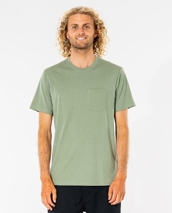 RIP CURL PLAIN POCKET TEE WASHED CLOVER