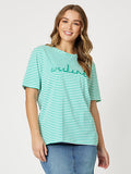 THREADZ WEEKEND STRIPE TEE GREEN
